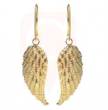 Angel Wing Drop Earrings- Gold