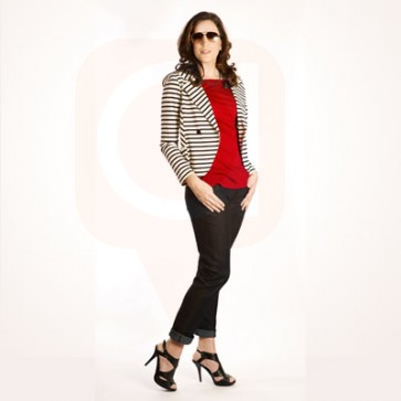 Ponte Stripe Knit Jacket #320, Skinny Jean #599