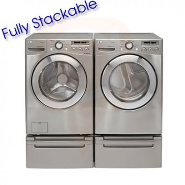 LG Washer / Dryer Steam Stackable Front Load (Stainless Steel and White) 