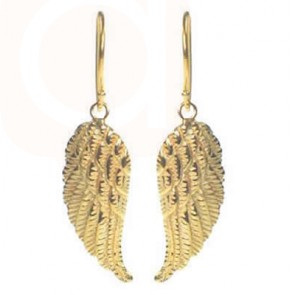 Angel Wing Drop Earrings- Gold